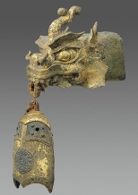 Rafter Finial Shaped as a Dragon's Head and Wind Chime